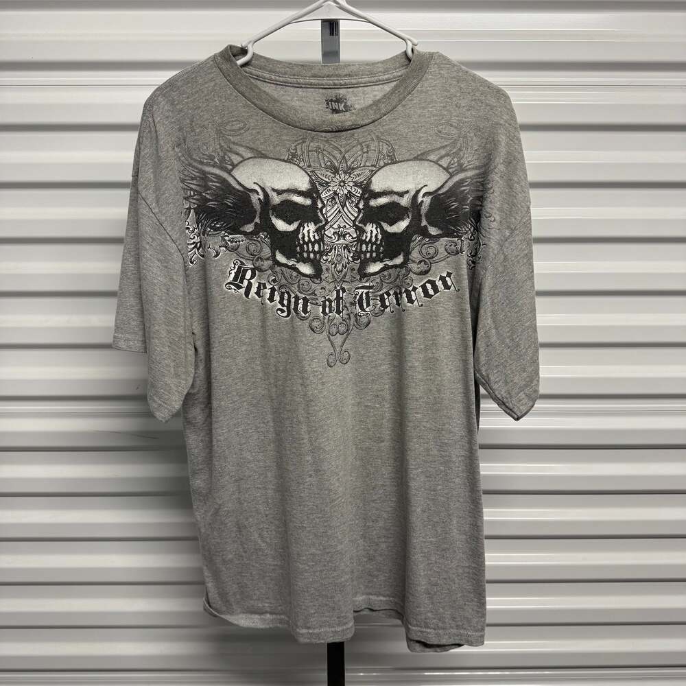 Vintage Y2K Reign Terror Grunge Punk Skull Tee Ink...